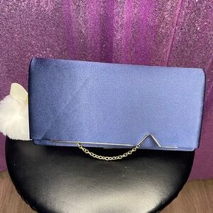 Navy Blue Evening Clutch Bag w/ Detachable Chain Strap